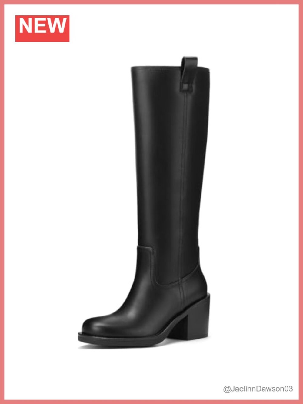 Knee High Boots 3 Inch Chunky Heel Faux Leather Pull On Platform
